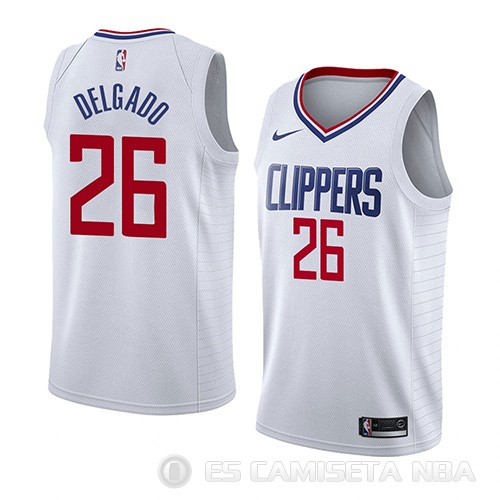 Camiseta Angel Delgado #26 Los Angeles Clippers Association 2018 Blanco - Haga un click en la imagen para cerrar